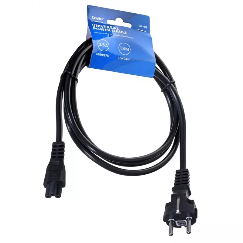 Savio CL-81 virtajohto musta 1,8 m pistoke tyyppi E IEC C5