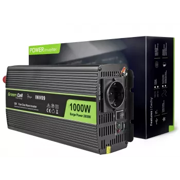 Green Cell INV09 jännitemuunnin auto 1000 W musta