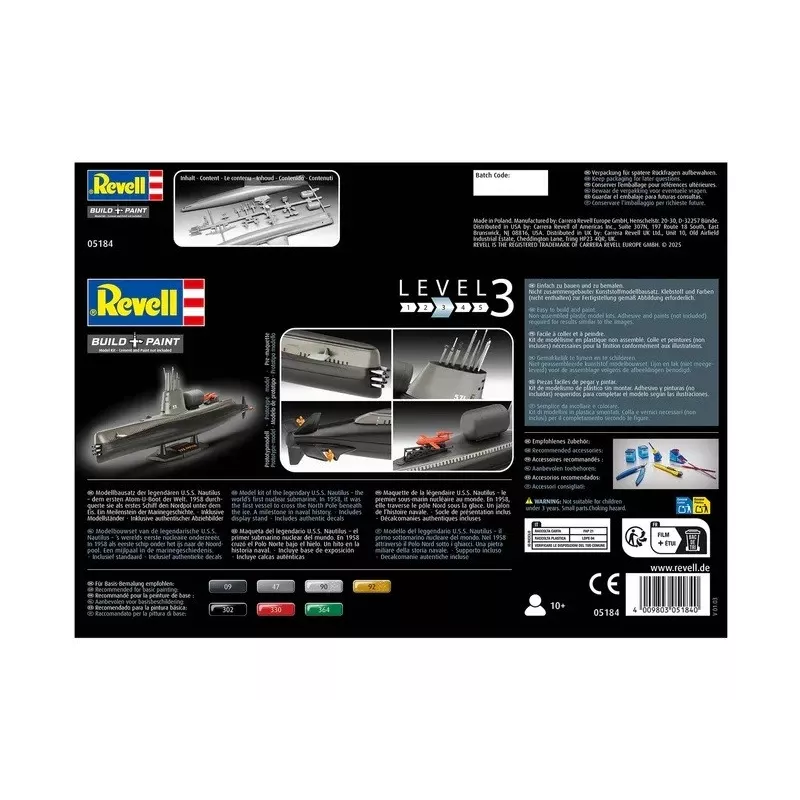 Muovimallilaiva REVELL U.S.S. Nautilus mittakaava 1:305, rakennussarja 05184