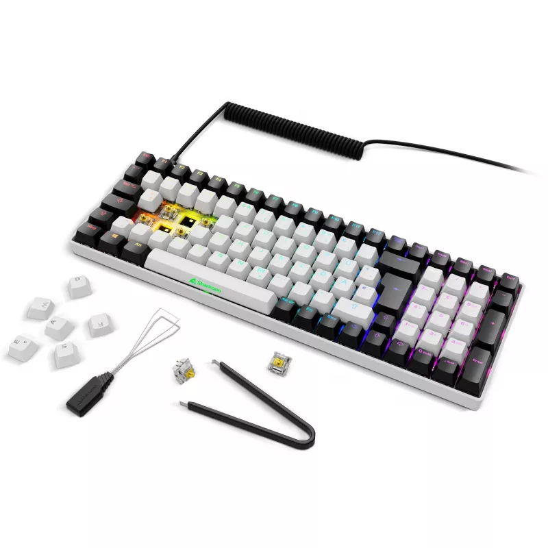 Sharkoon SKILLER SGK50 S2 valkoinen DE-asettelu Gateron Yellow näppäimistö