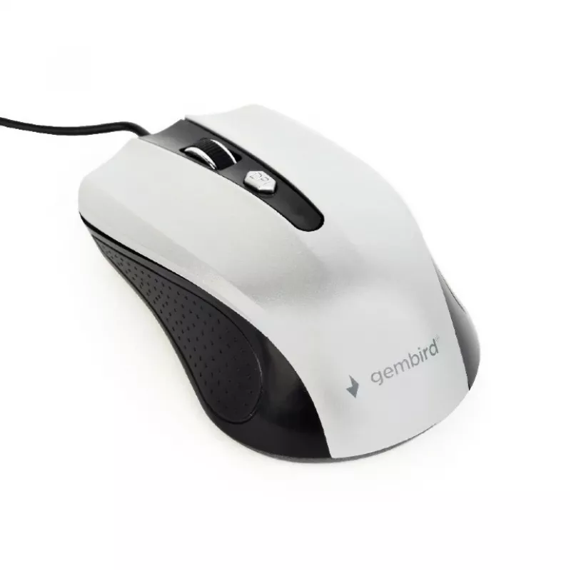 Johdollinen molempikätinen optinen hiiri GEMBIRD MUS-4B-01-BS, USB Type-A, 1200 DPI, 4 painiketta, musta/hopea