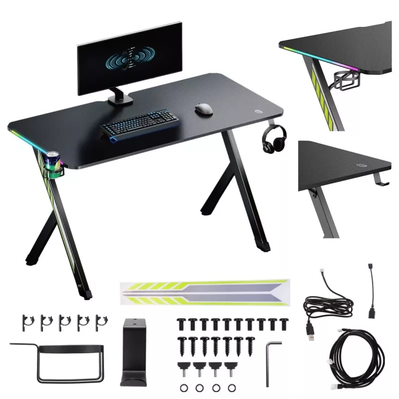 NanoRS pelipöytä LED-taustavalaistus 120x60cm RS10