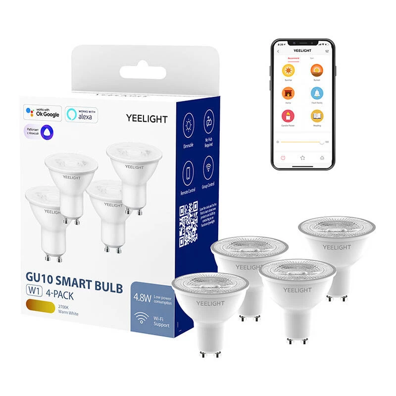Yeelight W1 GU10 himmennettävä älylamppu, 4 kpl
