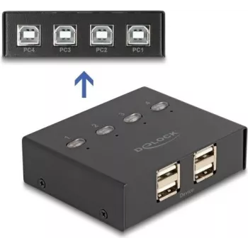 DeLOCK USB 2.0 -kytkin 4 PC - 4 laitetta musta 0,48 Gbit/s