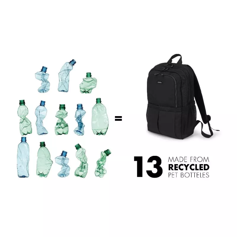 Reppu DICOTA D31696 musta polyeteenitereftalaatti (PET)