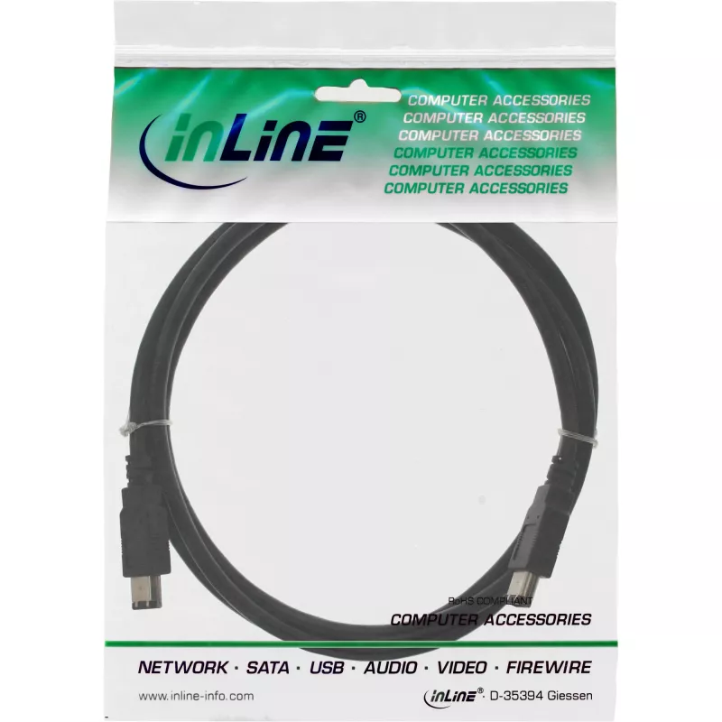 InLine FireWire 400 1394 -kaapeli 6-pin uros / uros 1 m