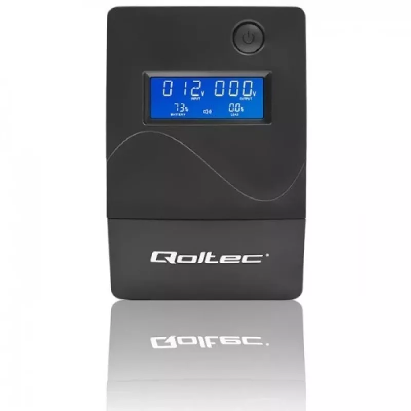 Qoltec Monolith 53980 UPS-varavirtalähde 1000 VA 600 W, 2x Schuko, LCD, USB, RJ45