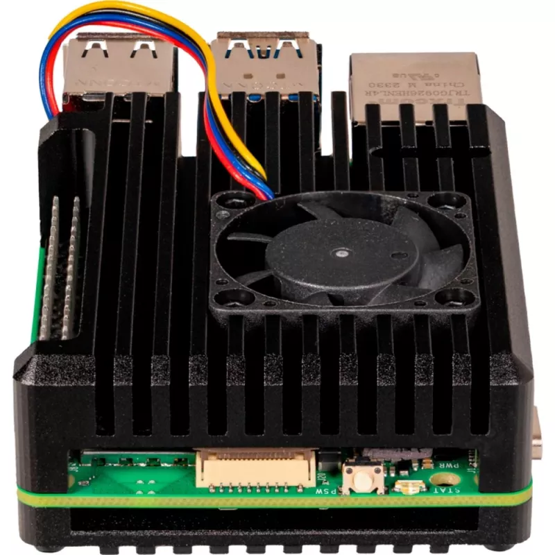 Joy-IT Armor Case BLOCK ACTIVE SBC-kotelo sopii kehitysalustoille Raspberry Pi (RB-AlucaseP5-07FAN)