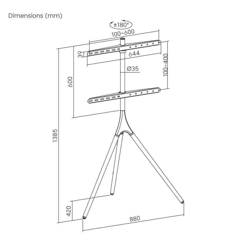 SBOX FS-1246F -teline 45–65° kallistettava, kuormitus 32 kg, alusta 600×400 mm
