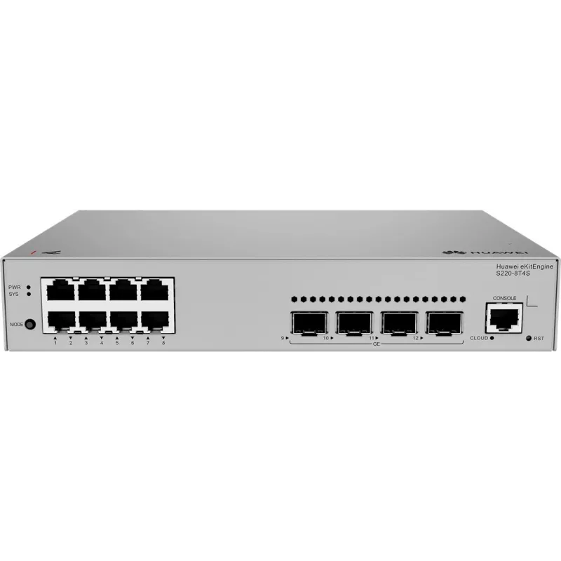 Huawei S220-8T4S Gigabit-kytkin, 4x SFP 8x LAN, 4x SFP