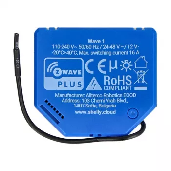 Älyrele Shelly Qubino Wave 1 muovi 110–240V 16A, Z-Wave 868,4 MHz, sininen, seinäasennus