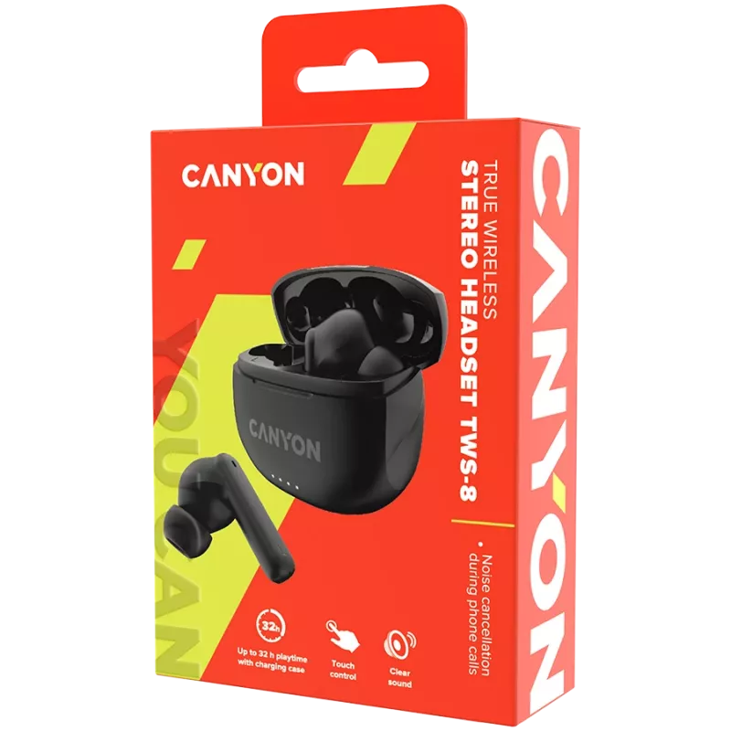 Bluetooth-headset TWS-8 ENC Earbuds/BT 5.3 musta