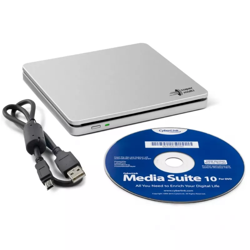 GP70NS50 SLIM, ulkoinen DVD-poltin (hopea, ulkoinen, USB 2.0, 5,25)