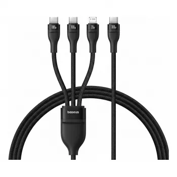 USB-A 3-in-1-latauskaapeli Baseus Rapid Series 100W 1,5 m musta