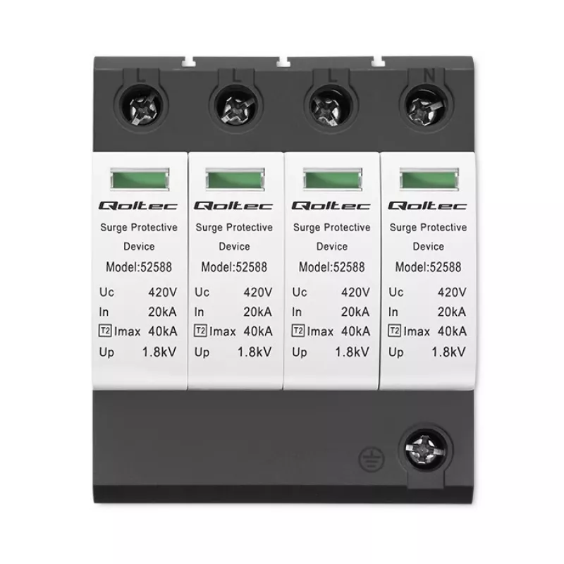 Ylijännitesuoja QOLTEC 52588 AC 4P 420V T2 C — 4-napainen AC-yljännitesuoja, 420 V, Type 2