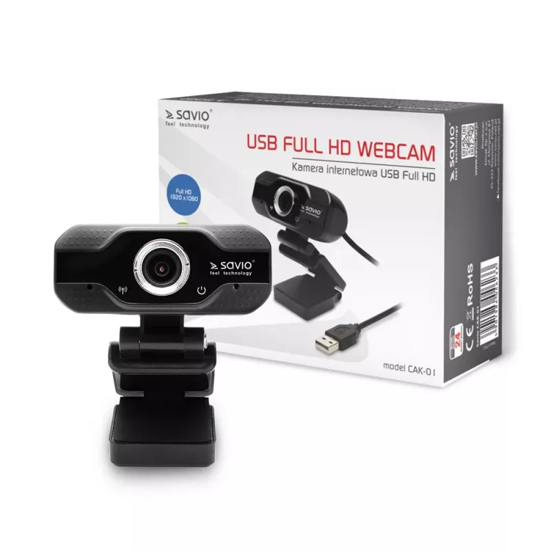 Savio verkkokamera web-kamera USB Full HD sisäänrakennetulla mikrofonilla