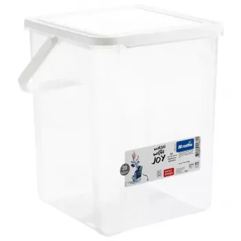Rotho Basic 9 L muovinen pesuainepullo malli 1770101100RP, valkoinen, kansi, ripustusreikä