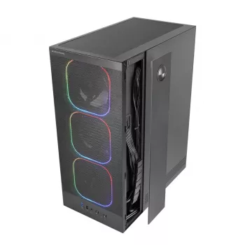 PC-kotelo TACENS MARS MC-NEBULA Midi Tower karkaistulla lasilla, neljä 120 mm aRGB-tuuletinta, tukee ATX, GPU jopa 30,2 cm