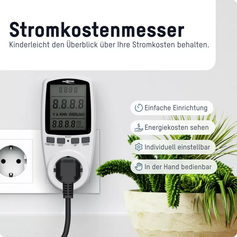 Energiakustannusmittari ANSMANN APM2 120-0007 LCD-näytöllä