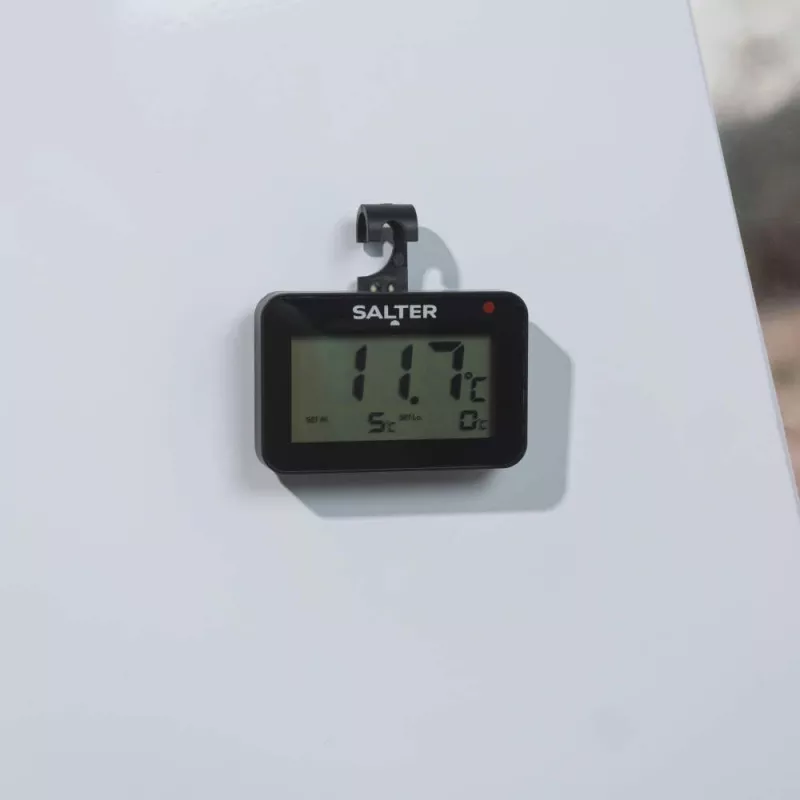 Digitaalinen jääkaappilämpömittari Salter SA00574BFEU12 LCD-näytöllä, lämpötila-alue -20–50 °C