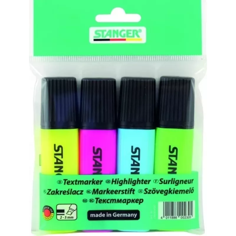 STANGER korostustussi, 1–5 mm, 4 kpl:n pakkaus 180009000