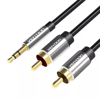 Vention 3,5 mm -kuulokeplugi 2RCA-uros audiokaapeli 1 m musta metalli