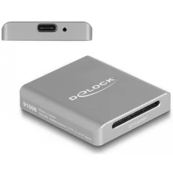 DeLOCK 91006 kortinlukija harmaa SD USB Type-C 10000 Mbit/s