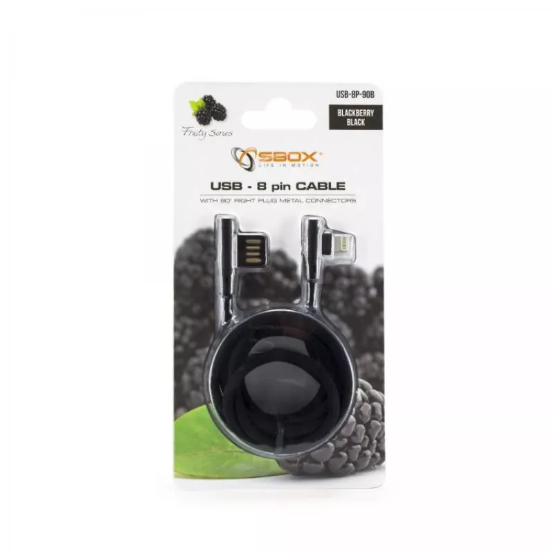 Sbox USB-8P-90B USB 8-Pin kaapeli blackberry musta