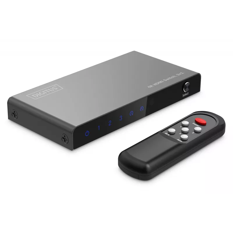 Digitus 4K HDMI-kytkin 3x1 metalli musta 18 Gbit/s