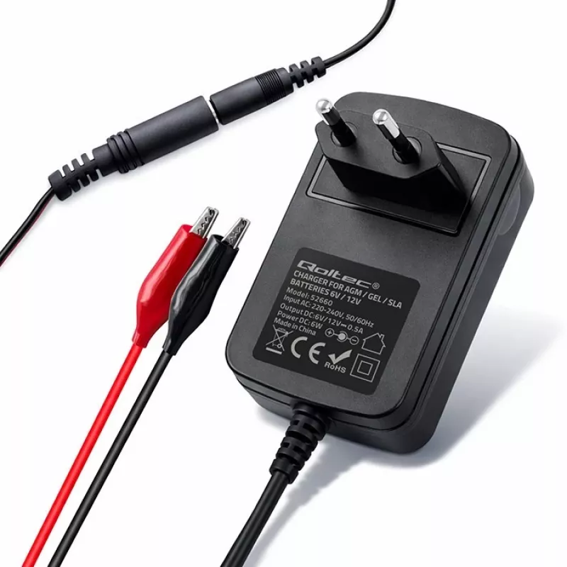 Akkulaturi QOLTEC malli 52660 — 6V/12V, 6W laturi