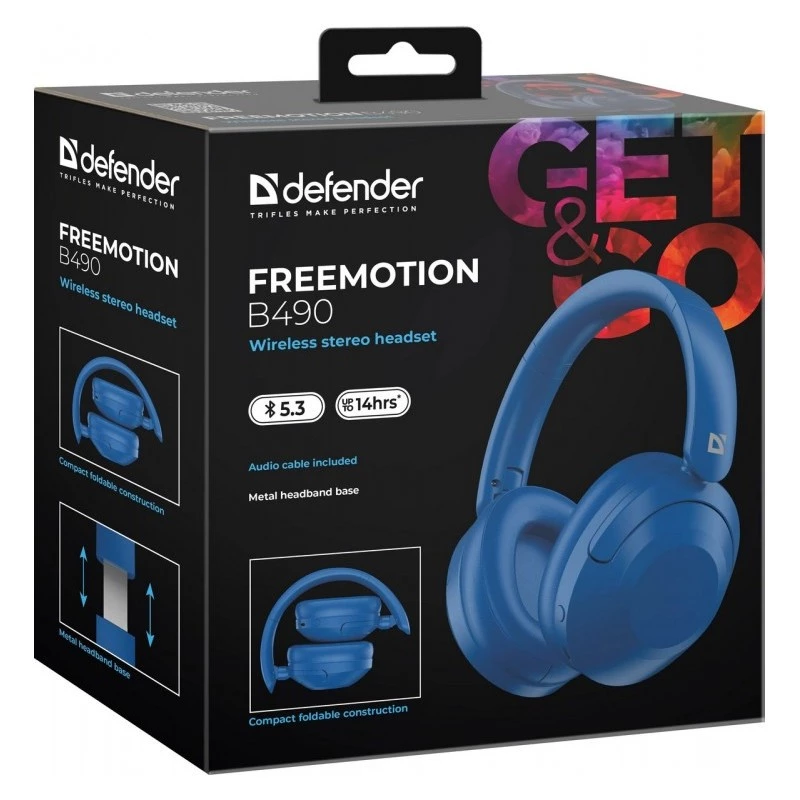 Langattomat kuulokkeet Defender Fre Emotion B490 — sininen, On-Ear, Bluetooth, sisäänrakennettu mikrofoni