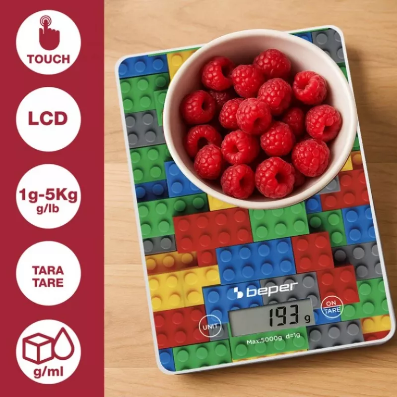 Keittiövaaka Beper P102BIL005 – digitaalinen, 5 kg, 1 g, värikkäät kivet