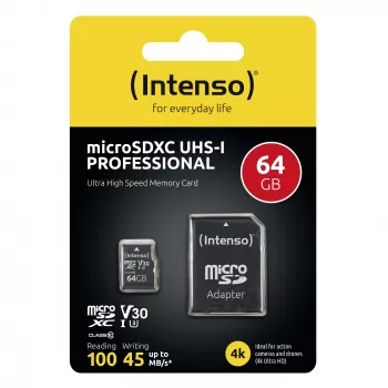 Muistikortti Intenso 64 GB MicroSDXC UHS-I Class 10 3433490