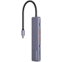 USB Type-C -keskitin CANYON DS-17 — HDMI, USB 3.2 Gen 1 A, USB-C, MicroSD, 10000 Mbit/s, harmaa