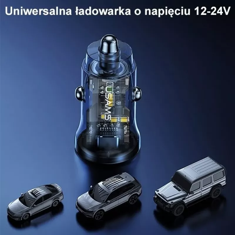 Autolaturi usams CC164CC01 30W 1×USB-A ja 1×USB-C nopeaan lataukseen