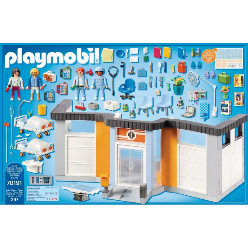 Leikkifiguuri Playmobil 70191 kalustettu sairaalasiipi 297 palaa