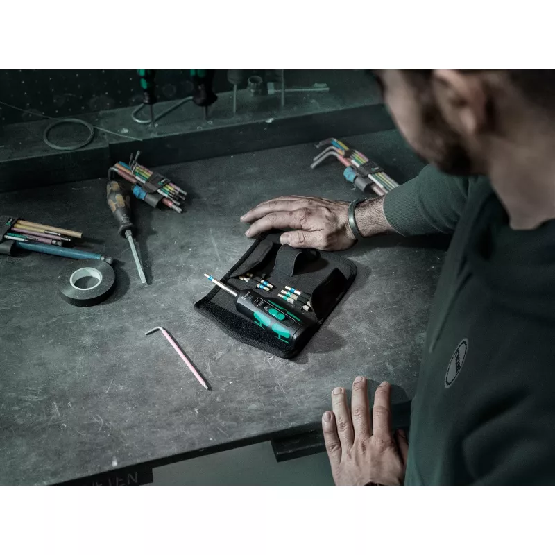 Wera 7515/7 Kraftform Safe-Torque Speed Bicycle 1 05075850001 momenttiruuvimeisselisarja, 7 osaa, 2-6 Nm, 1/4" kuusiokanta, musta/vihreä
