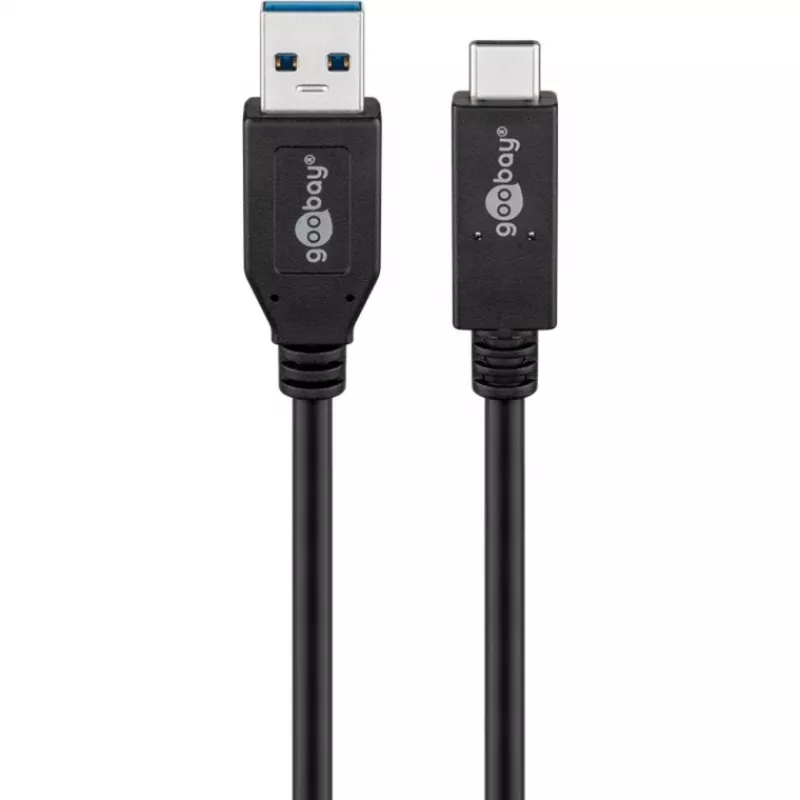 Wentronic goobay - USB-kaapeli - USB-C (M) to USB Type A (M) - USB 3,1 Gen 2 3 A - 50cm - pyöreä - musta (41073)
