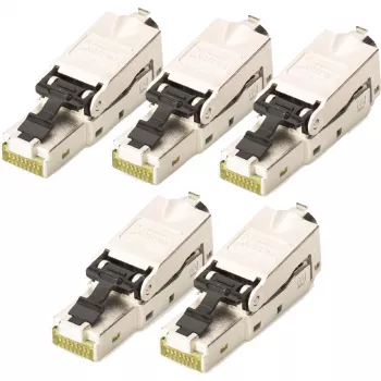 Digitus CAT 6A kenttäasennettava liitin STP 5 kpl RJ-45 liitin hopea