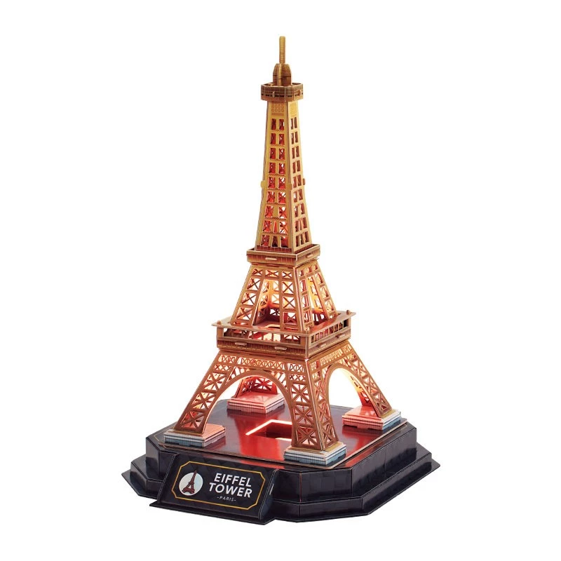 3D-palapeli Cubicfun Eiffel-torni yöversio LED cubicfun malli 306-L534H – valaistu arkkitehtoninen 3D-palapeli