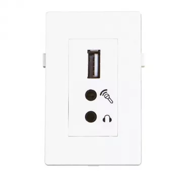 USB2.0+2x miniklinkki -moduuli Garbot BN4900-USB A+2XJ valkoinen 20 cm