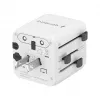 Yleismatkasovitin GEMBIRD TPA-INT-01-W — tulo 100–250 V, Type-G-pistoke, kompaktit mitat 84×56×85 mm