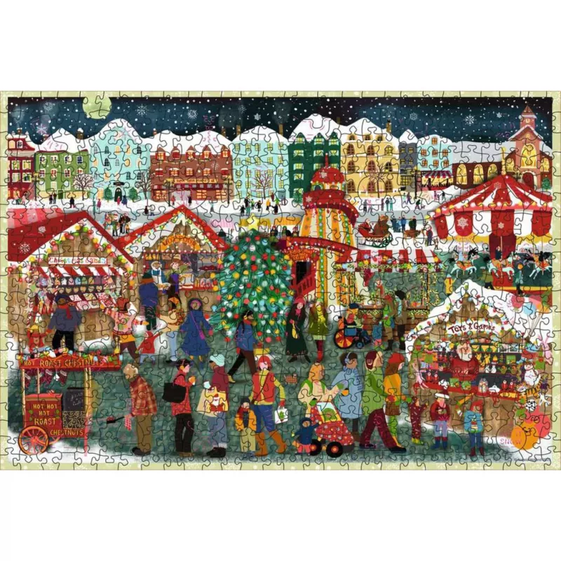 Palapeli Ravensburger Wooden Puzzle Christmas Market — 500 osaa, puupalapeli