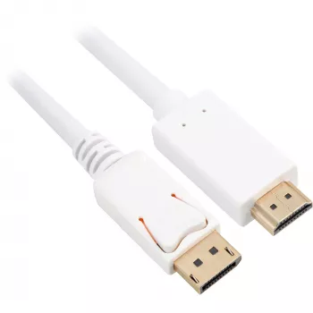 Sharkoon adapterikaapeli DisplayPort 1.2 > HDMI 4K valkoinen 3 metriä