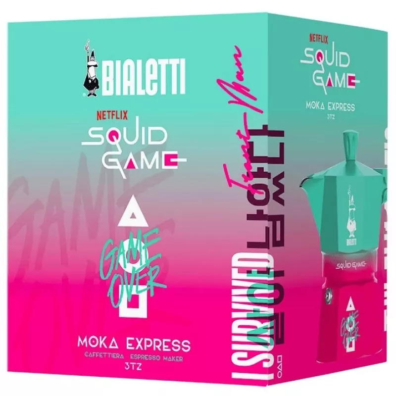 Bialetti Moka Express Squid Game -kapselikokoelma - sininen vaaleanpunainen
