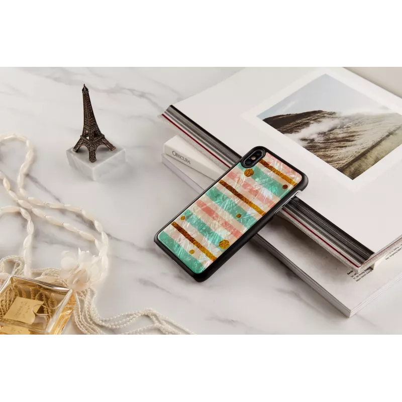 iKins älypuhelimen suojakotelo iPhone XS Max — Pop Mint musta, kova kuori korotetuin reunein