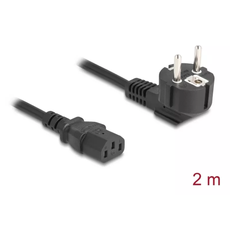 Virtajohto DELOCK 81567 CEE 7/7 (ST) 90° - IEC C13, 2 m, 3x1,00 mm