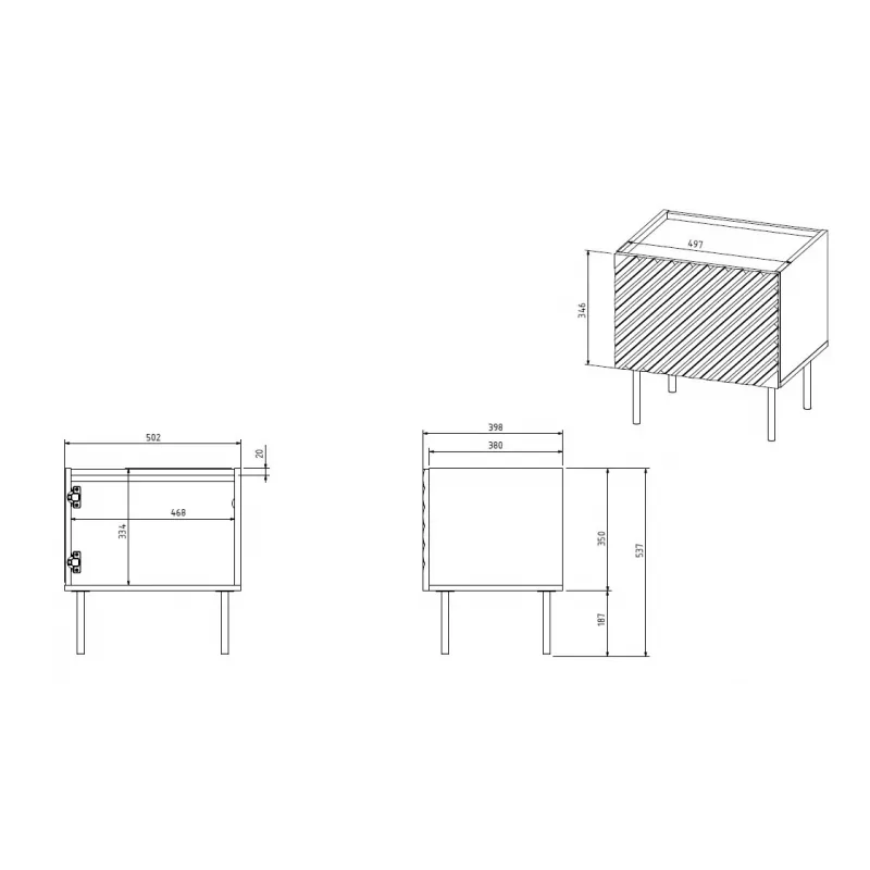 Yöpöytä Cama ONDA 50x40x54 cm musta MDF/lastulevy 2 kpl:n sarja