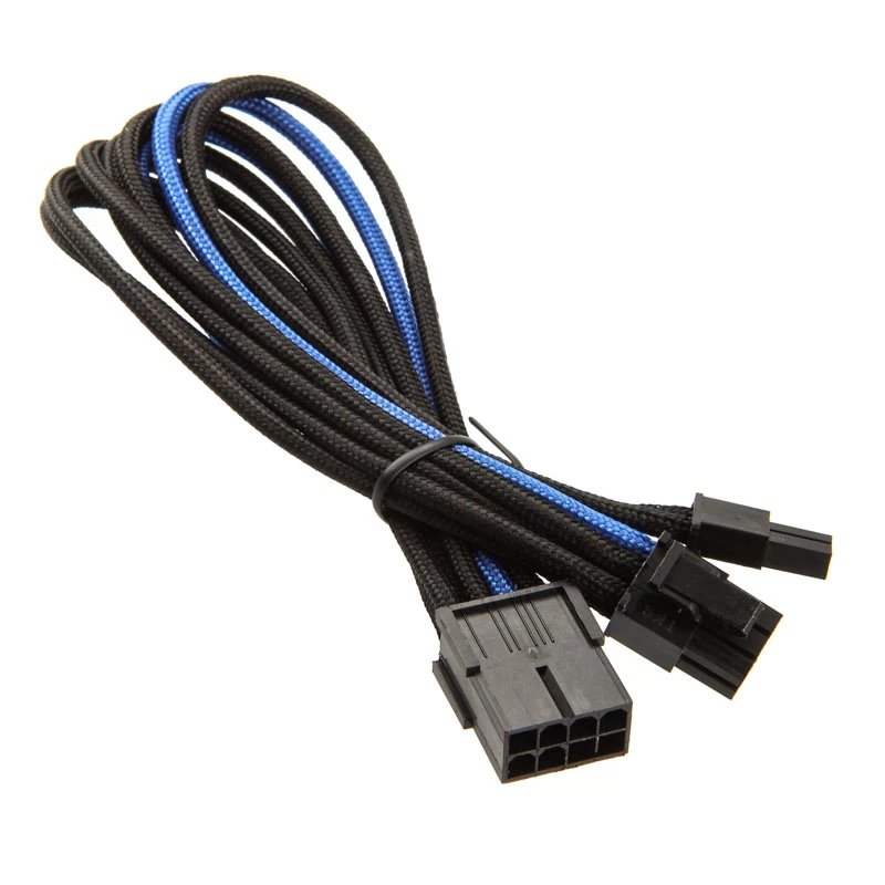 SilverStone PCI-8-pin - PCIe-6+2-pin kaapeli, 250 mm – musta/sininen