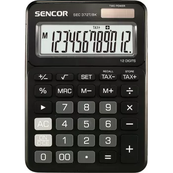 Laskin SENCOR SEC 372BK 12-numeroinen LCD yksinkertainen pöytälaskin, paristokäyttöinen